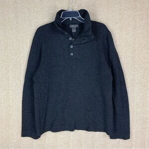 Bloomingdale's 100% Cashmere Sweater Charcoal Gray L Knit Pullover 1/4 Zip Mock